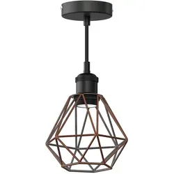 ledscom.de Vintage Pendelleuchte RETRA, schwarz, E27 Fassung, Käfig-Schirm, bronze