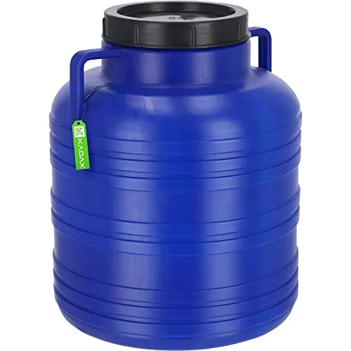 KADAX Plastikfass 30L mit Deckel - Aufbewahrungsbehälter mit Deckel aus lebensmittelechtem HDPE-Kunststoff, ideal für Transport und Lagerung von Lebensmitteln, mit bequemen Griffen für einfachen Transport.