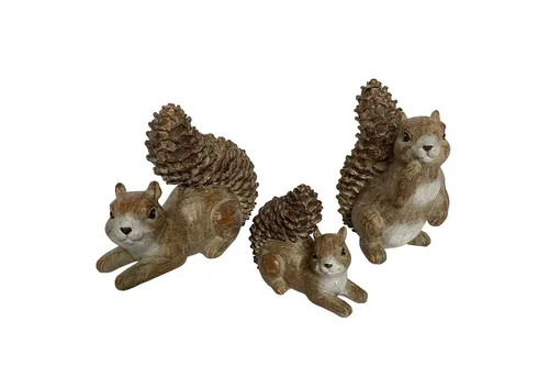 Online-Fuchs Gartenfigur - Dekofirguren aus Polyresin - 3 putzige Eichhörnchen im Set, Wetterfest - Deko für Frühling, Sommer, Herbst und Winter