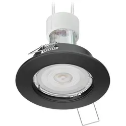ledscom.de Decken-Einbaustrahler FERE Einbaurahmen schwarz matt + GU10 LED, PAR16, warmweiß, 5,969W, 380lm, 70°, 3-Stufen-Dimmer