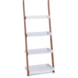 Zeller Leiter-Regal mit 4 Ablagen aus Bambus/MDF, weiß von Zeller