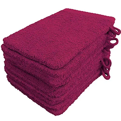 Lanudo Pure Line Waschlappen Waschhandschuh, 10er Set, Reine Frottier Baumwolle, 21 x 15 cm, Farbe Pink