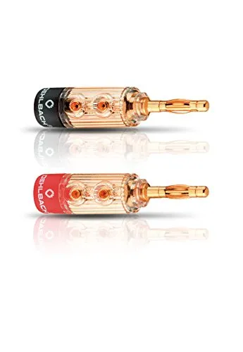 OEHLBACH XXL Fusion Banana - Hochwertige Bananenstecker - 4 Stück hochwertige Bananenstecker für Lautsprecherkabel bis 6mm². Mit 24 Karat vergoldeten Kontakten für optimale Signalübertragung. Ideal für audiophile Anwendungen.