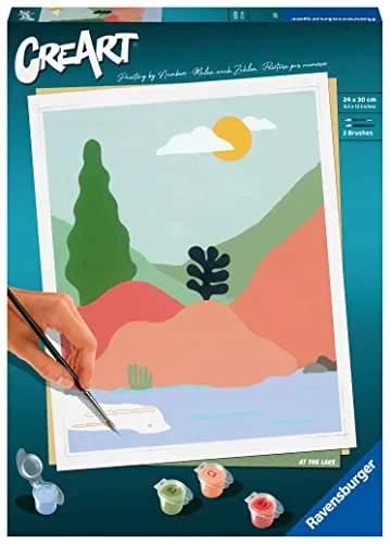 Ravensburger CreArt 23642 - Am See - Malen nach Zahlen Erwachsene, DIY Malset mit Pinsel und Acrylfarben, Geschenk für Frauen und Männer, Malen für Erwachsene