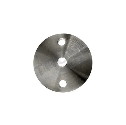 Edelstahl Ronden geschliffen, V2A, Ankerplatten, Geländer, Fußplatte, 70mm / 100mm (70 mm, 2 Außenbohrungen Ø 8,5 mm und Mittelloch Ø 10,5 mm)