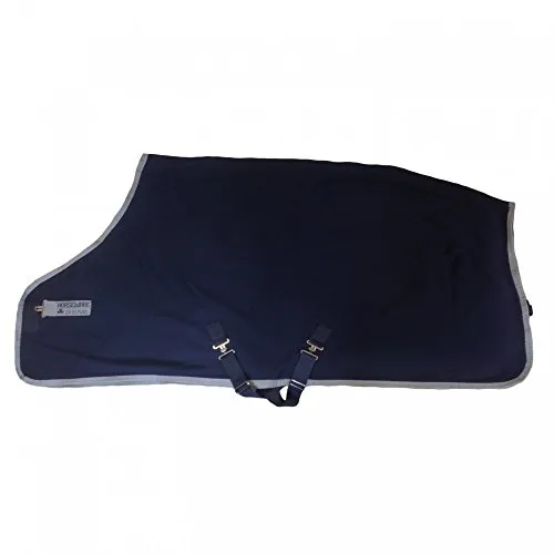Horseware Amigo Jersey Cooler Abschwitzdecke Navy/Silver 145cm - Reit- & Pferdebedarf, leitet Feuchtigkeit effektiv ab und bietet sicheren Frontverschluss sowie abnehmbare Kreuzbegurtung - ideal für Stall, Reisen oder Shows.