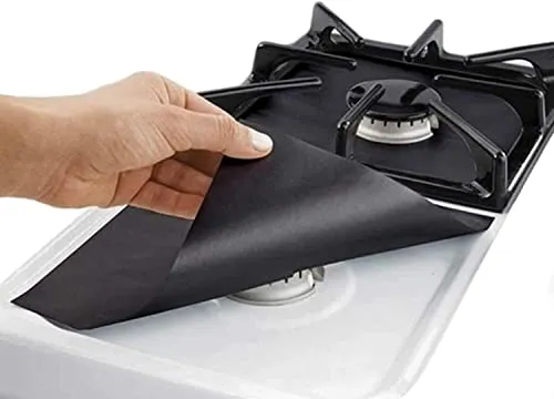 FireMat 2 x Gasherd Abdeckung für Ihren Gas Brenner (27x27cm, schwarz) Der Perfekte Schutz beim Kochen. Nie wiede Putzen, Kratzen oder Scheuern