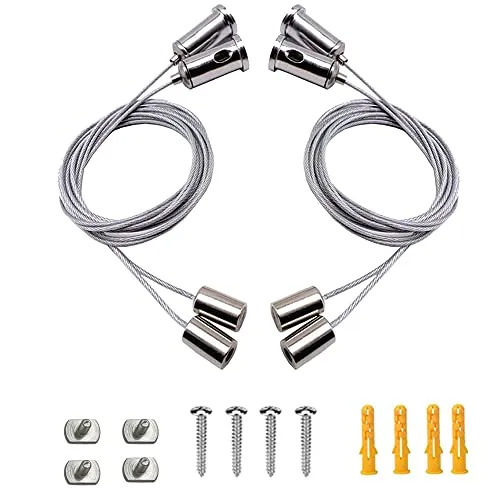 luou Seilaufhängung,4 Stück Einstellbares Drahtseil Aufhängeset,Aufhängung Drahtsei Aufhängung Edelstahl-Deckenleuchte Hängedraht Abhängeset Hängende,für Lampen,Aufhänger,Werbeleuchtkästen