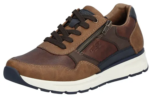 RIEKER Herren Sneaker in Braun, Gr. 41 - Bequemer Freizeitschuh aus Leder und Lederimitat mit gepolstertem Schaftrand für optimalen Tragekomfort. Ideal für entspannte Tage!
