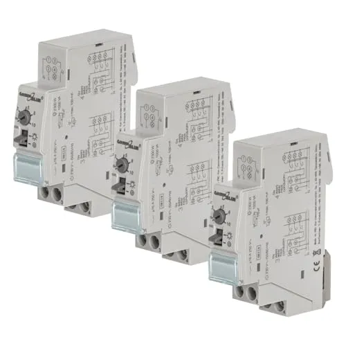 GreenBlue Automatisch verstellbarer Treppenlicht-Zeitschalter für DIN-Schienenmontage 30s-10m - Wandschalter für Flure und Treppenhäuser, schaltet Beleuchtung automatisch nach Wunschzeit aus, ideal für energiesparende LED-Beleuchtung. 3 Stück im Set.