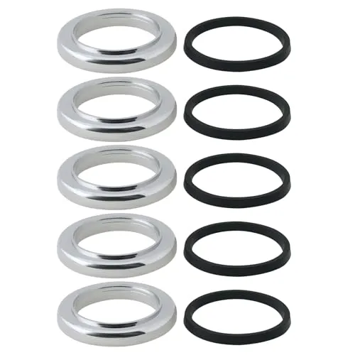 VGOL 5 Stk. Spültischarmatur Bodenring mit ABS Dichtung Wasserhahndeckel für Waschbecken OD 49,2 mm ID 33,6 mm Höhe 7 mm, verchromt