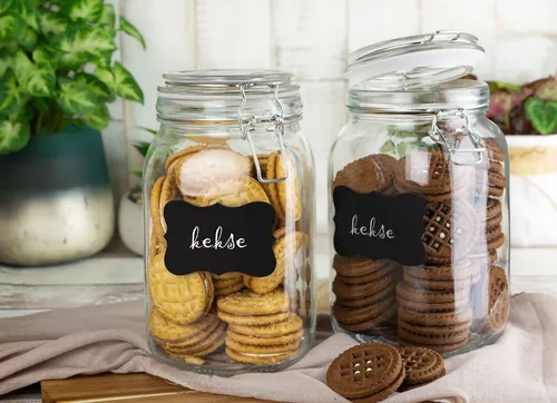 Sendez Einmachglas Einmachgläser 1,5 L mit Tafelfeld + Kreide Vorratsglas, 2 Stück