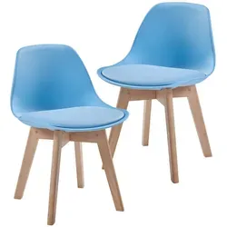 [en.casa] Kinderstuhl Elvdal 2er Set - Himmelblau, ergonomischer Schreibtischstuhl für Kinder - Bürostühle, ergonomische Form fördert gesunde Sitzhaltung und bietet maximalen Komfort für Kinder mit stabilen Holzbeinen.