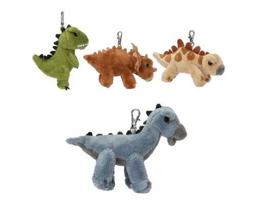 Depesche Kuscheltier Dino World 1x Plüschdino Anhänger - cooler Saurier mit Karabiner