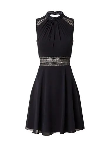 V.M. Ärmelloses Kleid mit Stickereien in Dunkelblau, Größe 38 - Cocktailkleid mit taillierter Silhouette und semitransparentem Taillenbund, der mit feinen Stickereien verziert ist – ideal für besondere Anlässe.