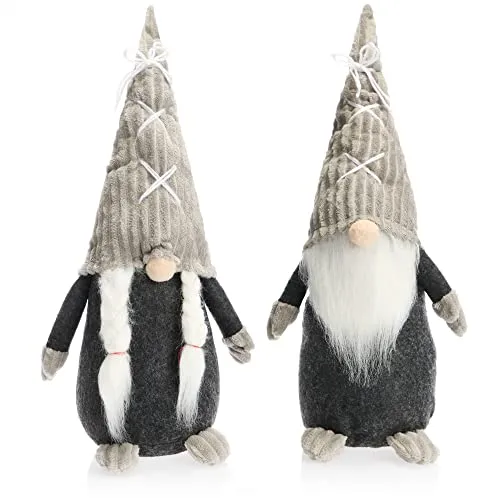 com-four® 2X Premium Weihnachts-Wichtelpaar für die Weihnachtsdeko, skandinavische Figuren als winterliche Dekoartikel, Kantenhocker als Raumschmuck oder Geschenk