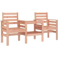 vidaXL Gartenbank mit Tisch 2-Sitzer aus Massivholz Douglasie - Robuste Gartenbank aus massivem Douglasienholz mit integriertem Tisch für Snacks und Getränke, ideal für entspannte Abende im Freien.