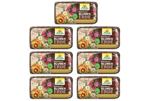 Neudorff Blumenerde Kokohum, 7 Briketts - Torffreie Blumenerde - Blumenerde aus 100% Kokosfasern, quillt mit Wasser auf und spart das Schleppen schwerer Säcke. Ideal für Blumen und Aussaaten, fördert kräftiges Wurzelwachstum und ist vegan.