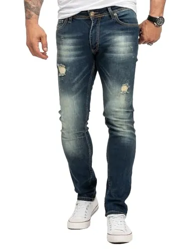Rock Creek Herren Jeans Slim Fit Stretch Jeans - Slim Fit Herrenjeans aus Denim mit Stretch-Anteil für optimalen Komfort, stonewashed für einen modernen Used Look, ideal für lässige Anlässe.