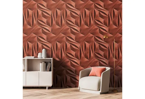 living walls Fototapete Metropolitan Stories - 3D-Effekt in Rot - Hochwertige Vliestapete mit 3D-Grafik und Metallic-Effekt, ideal für kreative Wohnräume. Dimensionsstabil und rückstandslos abziehbar, perfekt für Küche und Nassbereiche.