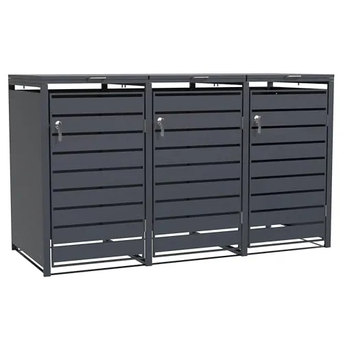ESTEXO Mülltonnenbox - Abschließbare Mülltonnenverkleidung für 240L Behälter - Mülltonnenbox aus pulverbeschichtetem Stahl in elegantem Anthrazit, bietet Sicherheit und Ordnung für 60, 120 oder 240 Liter Mülltonnen. Mit Belüftungsschlitzen zur Geruchsreduktion.