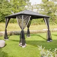 HOME DELUXE LED Solar Pavillon AZUR 300x270 cm - Pavillon & Partyzelt mit integrierter LED-Beleuchtung und Moskitonetz für ungestörte Sommerabende. Robustes Aluminiumgestell sorgt für Stabilität und Langlebigkeit.