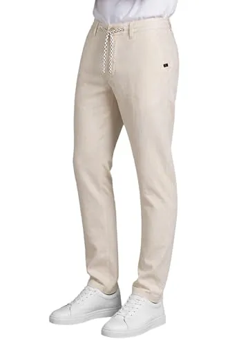 Indicode Herren Stoffhosen (S-5XL) Regular Fit Leinenhosen - 55% Leinen, 45% Baumwolle, Leichte, Atmungsaktive Hosen Männer - B798 Beige XXXX-Large