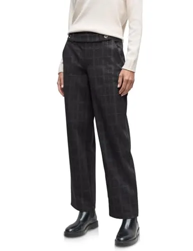 Street One Karierte Straight Leg Hose Anthracite Melange 34