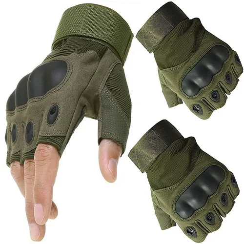 Taktische Handschuhe Fingerlos XL Militär Outdoor Fahrrad Arbeit Khaki
