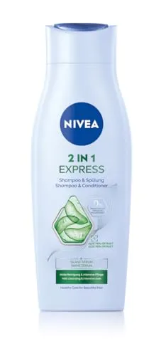 NIVEA 2in1 Express Shampoo & Spülung, intensive Haarpflege mit Aloe Vera und Glanz Serum, Haarshampoo & Spülung für Pflege in Expresszeit (400 ml)