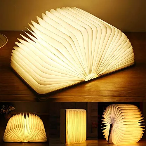 YUANJ Hölzerne Faltende Buchlampe – Magnetische LED Nachtlampe