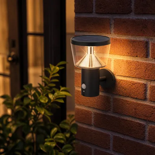 LED Solar Wandleuchte mit Bewegungssensor - 3 Modi - Edelstahl - Hochwertige Solar Wandleuchte mit 3 Leuchtmodi für mehr Sicherheit im Außenbereich. Effizientes Premium-Solarfeld sorgt für bis zu 8 Stunden Licht. Ideal für Orte ohne Stromanschluss.