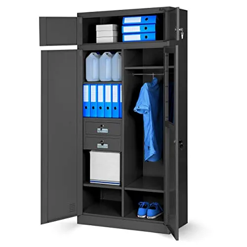 Jan Nowak Aktenschrank - Mehrzweckschrank mit Geheimfach - Schränke für das Heimbüro mit robustem Stahlblech, abschließbarem Geheimfach und 2 Schubladen für maximale Sicherheit und Stauraum. Ideal für Werkstätten und Umkleideräume.