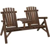 Outsunny Gartenbank mit Tisch und Stühlen aus Massivholz, 157 x 88 x 103 cm - Entspannen Sie stilvoll im Freien: Diese Gartenbank mit Mitteltisch und 2 Stühlen aus robustem Tannenholz bietet Komfort und Stabilität für gemütliche Stunden im Garten oder auf der Terrasse.