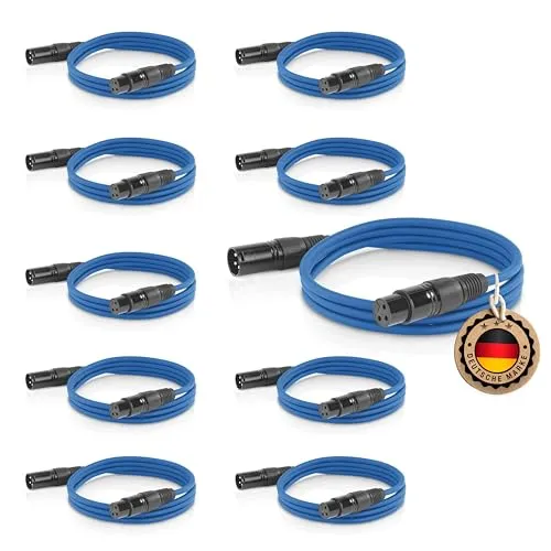 ETEC Professional 10x XLR Audio Kabel 5m - Mikrofonkabel, DMX Kabel, Symmetrische XLR Kabel für Musik, Lichttechnik, und DJ-Equipment