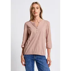 Street One Damen 3228115 Split Neck Jersey-Shirt, Faded Rose, 44 - Blusen & Tuniken für Damen, elegantes Split Neck Design mit dekorativer Knopfleiste und elastischen Bündchen für optimalen Tragekomfort.