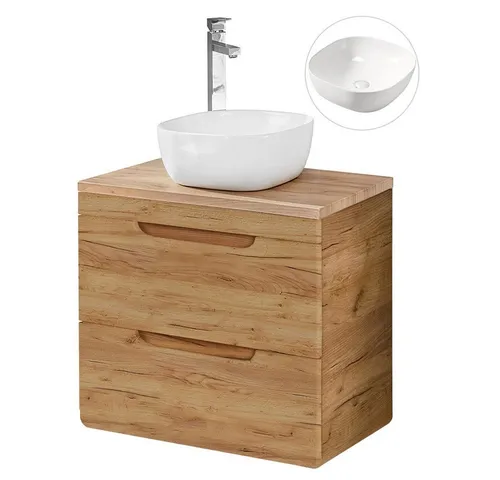 Lomadox Badmöbel Waschtisch-Unterschrank Set 61 cm - Unterschrank fürs Bad mit grifflosen Softclose-Schubkästen und einem eleganten Keramik-Waschbecken. Hochwertige Materialien und modernes Design bieten großzügigen Stauraum.