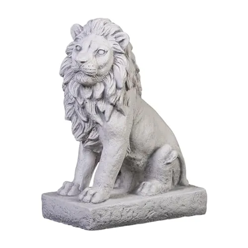 Gartenfigur Steinfigur Löwe H. 34 cm - Figuren – Frostsichere Löwenfigur aus Stein, ideal zur eindrucksvollen Gestaltung von Garten und Hauseingang mit majestätischem Design.