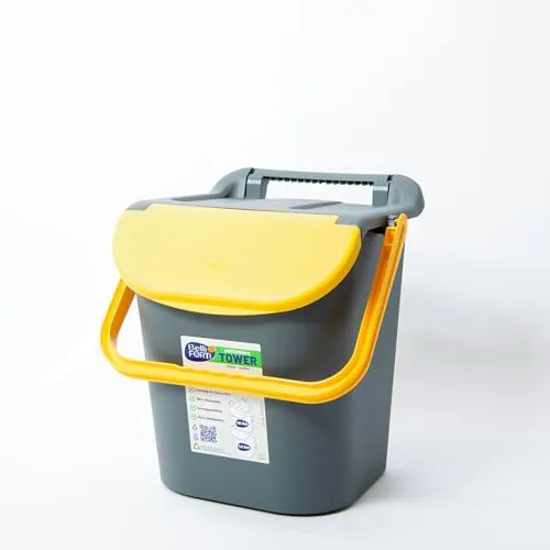 Reimo Mülleimer 30L Abfalleimer mit Deckel Abfallbehälter stapelbar für Küche (Gelb)