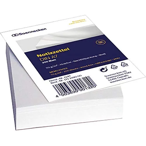 Soennecken Zettelboxeinlage 1147 DIN A7 blanko 200 Bl./Pack.
