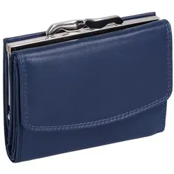 Dunkelblaue Leder Damenbörse mit Bügel und Knipsverschluss - Elegante Damenbörse aus hochwertigem, weichem Leder mit 5 Kreditkartenfächern und geteiltem Kleingeldfach. Ideal für die tägliche Nutzung, bietet Platz für alles Wichtige.