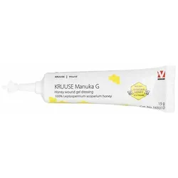 Kruuse Manuka G - Sterile Honig-Wundsalbe für Heimtiere, enthält 100 % neuseeländischen Manuka-Honig, wirkt feuchtigkeitsspendend und granulationsfördernd, ideal zur Wundbehandlung.