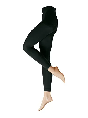 Nur Die Leggings 80 DEN Strumpfhose ohne Fuß Blickdicht warm extra breiter Komfortbund Damen, schwarz, S