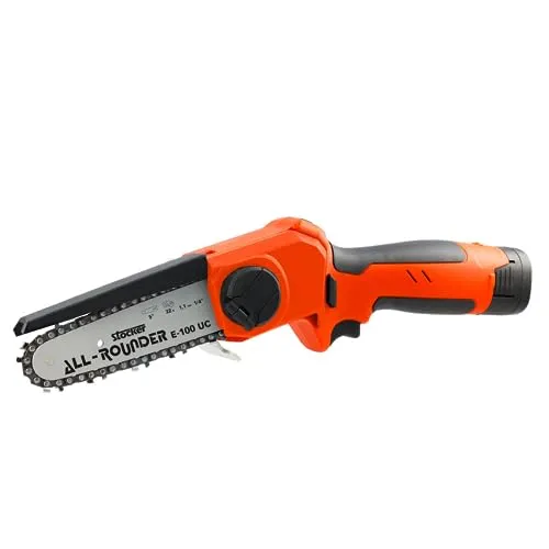 STOCKER Motorsäge ALL-ROUNDER E-100 UC - Kettensäge mit hocheffizientem Motor für präzises Schneiden bis 90 mm Durchmesser. Ergonomischer Griff und Sicherheitsmerkmale bieten optimale Kontrolle und Schutz. Ideal für Heim- und Profi-Einsatz.
