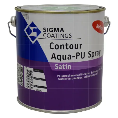 Sigma Contour Aqua-PU Spray Satin 2,5L (LTA) - Sprayfarbe für kratz- und abriebbeständige Oberflächen, ideal für Spritzapplikation und vergilbungsbeständig. Perfekt für kreative Projekte!