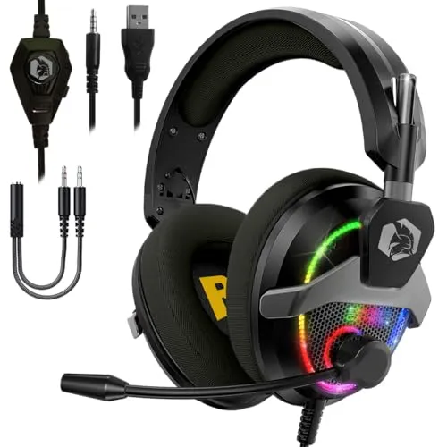 Empire Gaming H-13 RGB Kopfhörer für PS5, PS4, Xbox, Switch, PC, Mac, Smartphones, Tablets, High Definition Sound, Flexibles Mikrofon, Schwarz