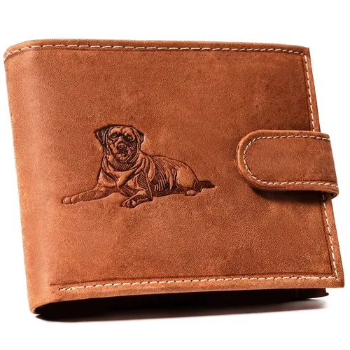 Herren Leder Geldbörse N992L-CHM-DOG-1-BL COGNAC