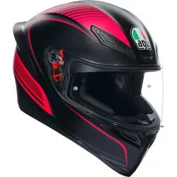 AGV K-1 S Warmup Helm, schwarz-pink, Größe XL für Männer - Motorradhelm mit integriertem Spoiler und Dry-Comfort-Gewebe, ideal für Brillenträger und perfekten Tragekomfort.