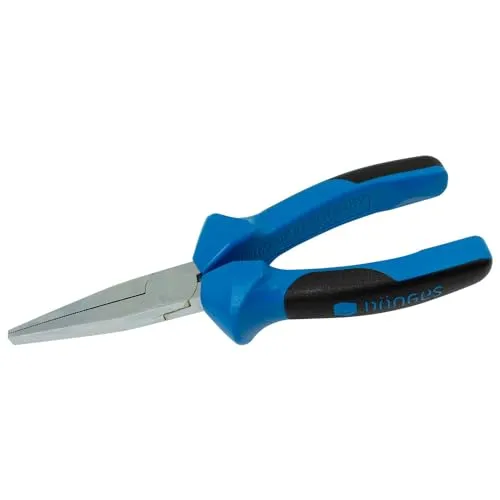 Dönges Flachzange, DIN ISO 5745, 160 mm (Langbeck-Flachzange Langbeckzange Montagezange Greifzange) Norm: DIN ISO 5745/Farbe: blau/schwarz, Spezial-Werkzeugstahl, blendfrei seidenmatt verchromt