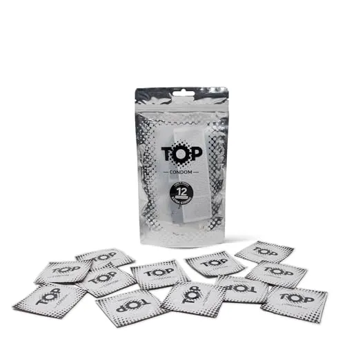 TOP Kondome 12 Stück Packung, Stark, natürlich und gefühlsecht, aus Latex, mit Reservoir, Durchmesser 53 mm, für Männer